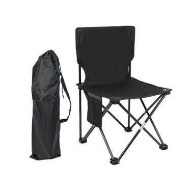 Imagem de Qraatosi Cadeira de Camping, Espreguiçadeira com Bolso Lateral, Leve, Ideal para Camping, Pesca, Parques, Pátios, Viagens, Esportes E Jardins, Preto