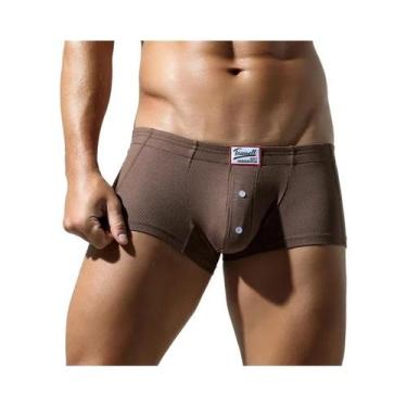 Imagem de Cueca boxer masculina de cor sólida TAUWELL cintura baixa respirável e