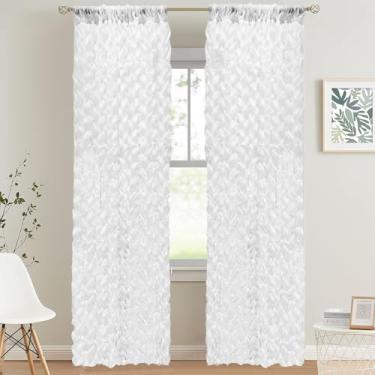 Imagem de Cenário de tule ondulado 3D, fundo fotográfico de voile com babados de 2,5 x 2,5 m para estúdio de retratos de chá de bebê, decoração de festa romântica (branco)