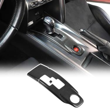 Imagem de TOYCIDFG Acabamento da capa do painel de câmbio do console central compatível com Nissan GTR R35 2008-2016, acessórios de decoração de interiores de fibra de carbono (preto)