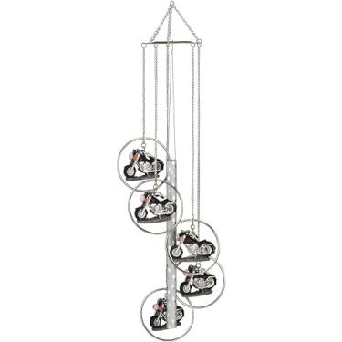 Imagem de ICE ARMOR 5 anéis de poliresina de 61 cm de comprimento, estátua de sino de vento, escultura, ornamento, decoração de jardim, ideias para inauguração de casa, feriados e aniversários, ótima adição