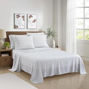 Imagem de Aeropostale Conjunto de lençóis de microfibra premium para todas as estações, 4 fronhas, 1 lençol com elástico, 1 lençol de cima, serve para colchões de até 45,7 cm de profundidade, tamanho casal