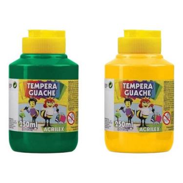 Imagem de Kit 2 TEMPERA GUACHE Acrilex - 250ml - VERDE e AMARELO - 02025511 / 02
