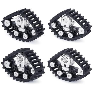 Imagem de 4PCS SCX24 Snow Tracks Wheels with Tracked Wheels Track Conversion kit Compatible with RC 1/24 Axial SCX24 Upgrade for Use in Snow and Sand Conditions (Silvery)