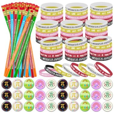 Imagem de Augacage 150 Peças De Presentes Para O Dia Do Pi. Prêmios Inclui 50 Lápis Pi, Broches Educacionais Pulseiras Matemática Acessórios Engraçados Pi Alunos, Professores, Lembrancinhas Festa Formatura.