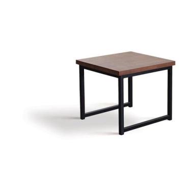 Imagem de Mesa Lateral Atlanta Aço Preto Tampo Castanho - OOCA Móveis - DAF MOBI