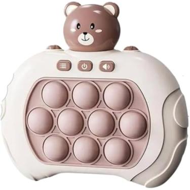 Imagem de Pop It Eletrônico Interativo, Brinquedo Anti-Stress com Jogos de Memória e Reflexos, Design de Urso, Astronauta e Coelhol. Cores sortidas (BEGE)