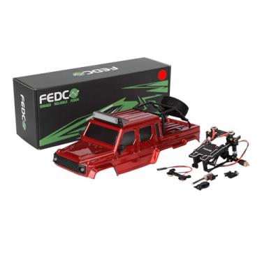 Imagem de FEDCO SCX24 Body 6x6 Conversion Kit PC Hard Body Shell with Lights Frame-Axle Assembly for Bronco JLU C10 Basecamp Axial SCX24 6×6 RC Crawler Upgrades
