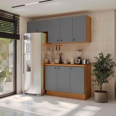 Imagem de Armário de Cozinha Compacta 200cm Canela/Cinza Sagrado Pixel Kappesberg
