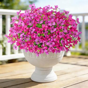 Imagem de UXORSN Plantas e flores artificiais falsas ao ar livre, 12 pacotes primavera verão margaridas falsas com folhas falsas de eucalipto, flores realistas para decoração de jardim, casa, pátio, quintal