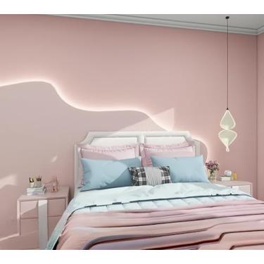 Imagem de ESSMOKO Papel de parede autoadesivo à prova d'água à prova de umidade e papel de parede quente/cobertura de parede adesivo macio para sala de estar e quarto rosa quente 50 * 1000 cm