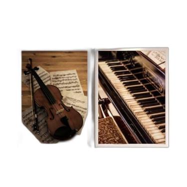 Imagem de Kit Quadro Decorativo Piano E Violino 45x34cm 2 Peças