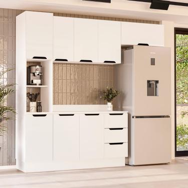Imagem de Cozinha Modulada 4 Peças com Tampo e Rodapé Maeena Politorno - Branco