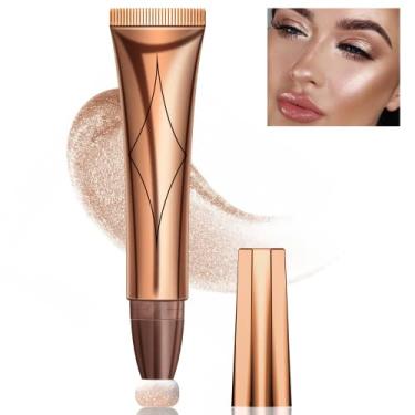 Imagem de Varinha de beleza iluminadora líquida em creme, bastão de destaque Xcreando Shimmer com aplicador de almofada, bastão bronzeador sedoso, impermeável, leve, maquiagem com acabamento iluminador (#04