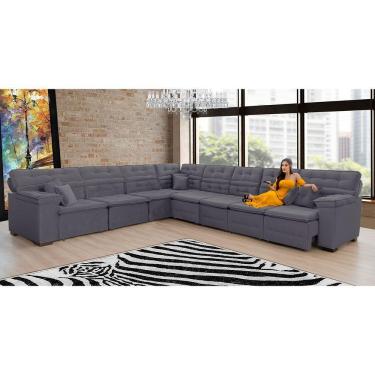 Imagem de Sofá Magno 3.77x4.57m De Canto, Retrátil E Reclinável - Chumbo