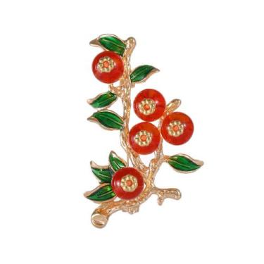 Imagem de Alfinetes de broche em liga de esmalte de caqui vintage para blusa - y