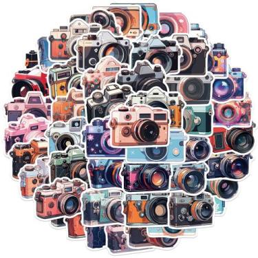Imagem de Pacote de adesivos com tema de câmera retrô, vinil impermeável, 50 uni