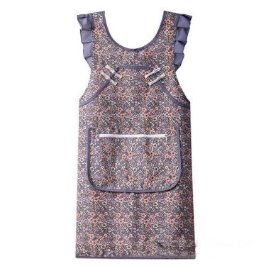 Imagem de Avental de lona floral para mulheres com botões de sapo e bolso - Yiwe