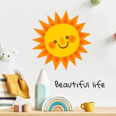 Imagem de Adesivos de parede Cartoon Sun Face Cute Smiling Sun PVC 25x30cm - yiw