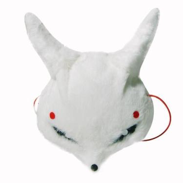 Imagem de Máscara de pelúcia de raposa branca com orelhas para cosplay, Hallowee