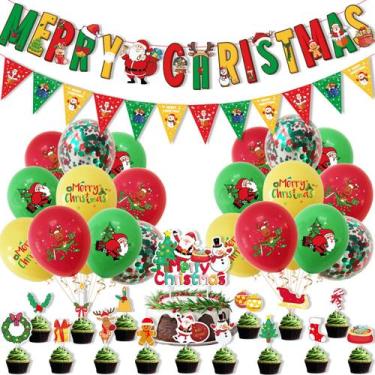 Imagem de Conjunto de decorações de festa de Natal, 38 unidades com 18 balões de