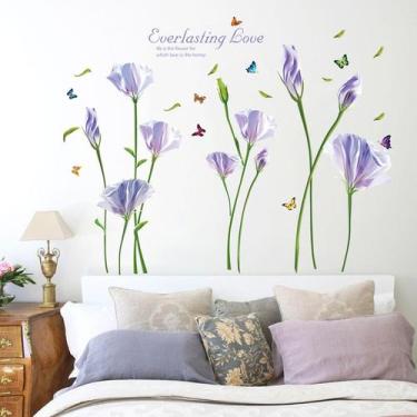 Imagem de Adesivos de parede Romantic Blue Lily autoadesivos em PVC 60x90cm - yi