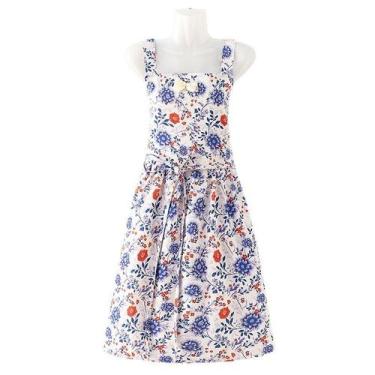 Imagem de Avental vintage com estampa floral para mulheres sem mangas 100x97cm -