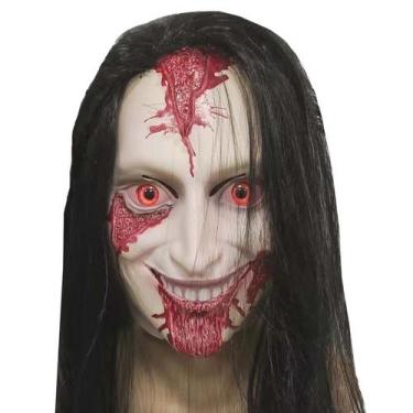 Imagem de Máscara Scary Horror com olhos vermelhos e maquiagem sangrenta em PVC 