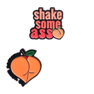 Imagem de Conjunto de broches, blusa engraçada de esmalte de frutas de desenho a