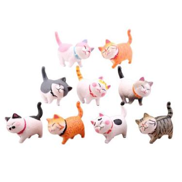 Imagem de Conjunto de estatuetas de gato em miniatura, gatinhos fofos, 9 unidade