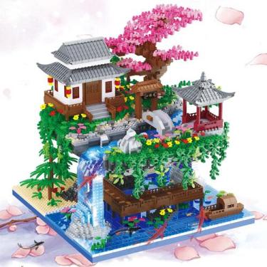 Imagem de Conjunto de blocos de construção HSONLINE Cherry Blossom Bonsai Tree 3