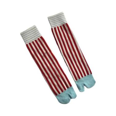 Imagem de Meias Tabi Femininas Coloridas Com Listras Retrô, De Algodão Penteado,