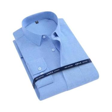 Imagem de Camisa Oxford Masculina De Manga Longa 100% Algodão Confortável Respir