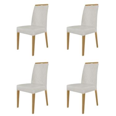 Imagem de Kit 4 Cadeiras De Jantar Estofadas Madeira Maciça Multimóveis Cr15020 Madeirado-Bege