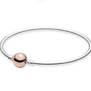 Imagem de Bracelete Rígido em Banho Prata com Fecho Rose para Berloques - Pulsei