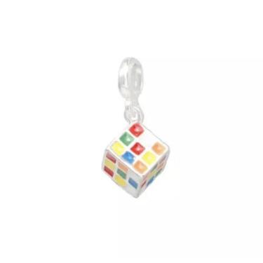 Imagem de Pingente Cubo Mágico banho Prata Pulseiras Berloques - Pulseiras e Ber