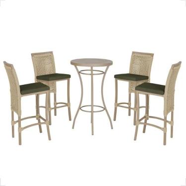 Imagem de Mesa Bistro e 4 Banquetas Roma Fendi Corda Náutica 13 Trama Original, 