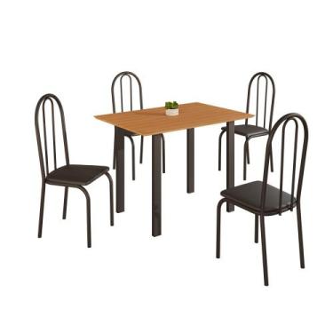 Imagem de Conjunto Sala de Jantar Mila 4 Cadeiras Ilhabela Preto Fosco - Casa e 