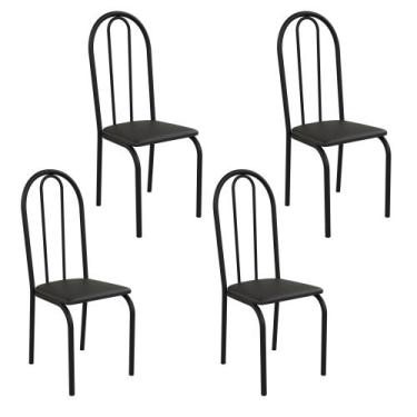 Imagem de Kit 4 Cadeiras Ilhabela Estrutura em Aço Preto Tecido Preto - Casa e C