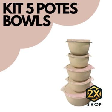 Imagem de Kit 10 Bowls Potes Hermeticos 2 em 1 Vasilhas BPA Free 10 Potes Grande