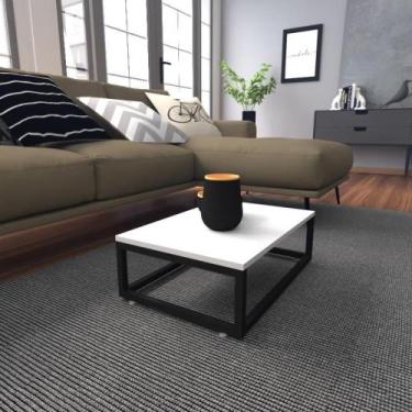 Imagem de Mesa De Centro Sala Industrial Branca Quadrada Retangular Mesinha De C