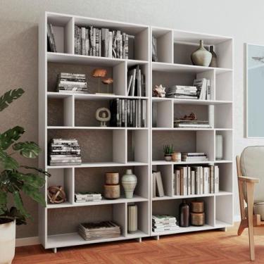 Imagem de Estante de Livros 180cmx187,5cm Conjunto 2 Estantes 10 Prateleiras Euf