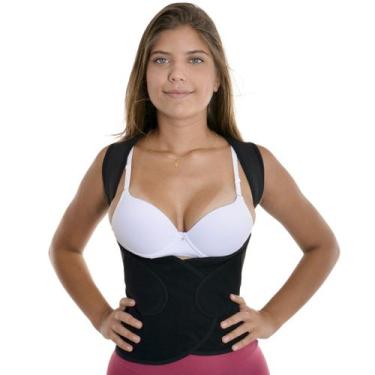 Imagem de Corretor Postural Feminino Cinta Modeladora Esbelt, P, Preto