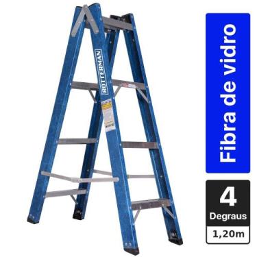 Imagem de Escada tesoura dupla em fibra de vidro 4 degraus 1,2 m - Premium - Rot