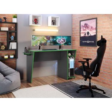 Imagem de Mesa Gamer Grafite/Verde Cyber JCM