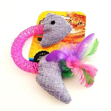 Imagem de Brinquedo Interativo para gatos Peixe Peixinho c/ mola - Bom Amigo, Ro
