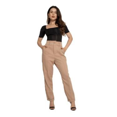 Imagem de Calça Feminina social de alfaitaria com bolso cl-0028 - HBD, Nude, M