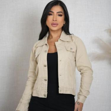 Imagem de Jaqueta Jeans Feminina Clássica Gola Tradicional Moderna - SELLER PREM