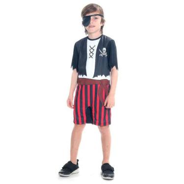 Imagem de Fantasia Pirata Infantil Completa com Tapa Olho Para Halloween - Sulam