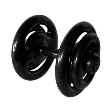 Imagem de Dumbbell Emborrachado Treinamento Funcional Musculação 14kg Preto Anilhas Fitness